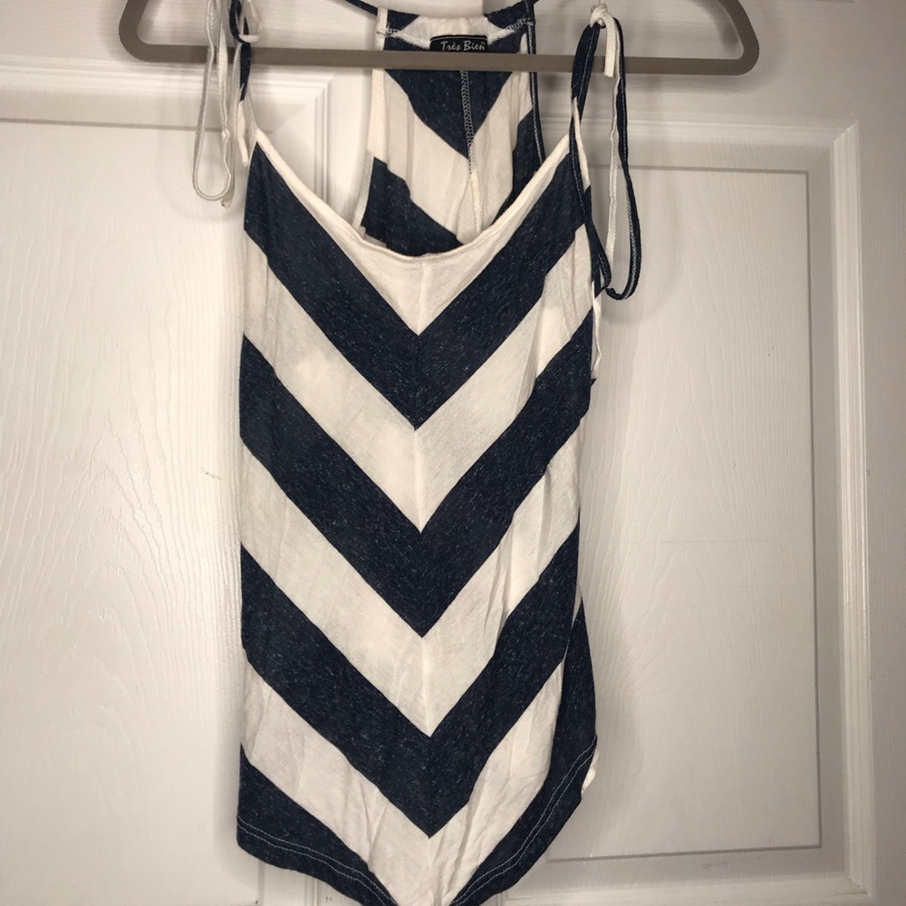 Blue and white tie strap tank top from 344